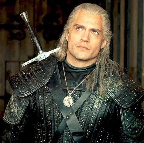 henry cavill in the witcher costume